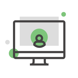 Computer screen with avatar inside